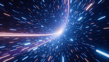 Naklejka premium Visual Representation of a Hyperspace Jump or Wormhole Entrance with Distorted Stars