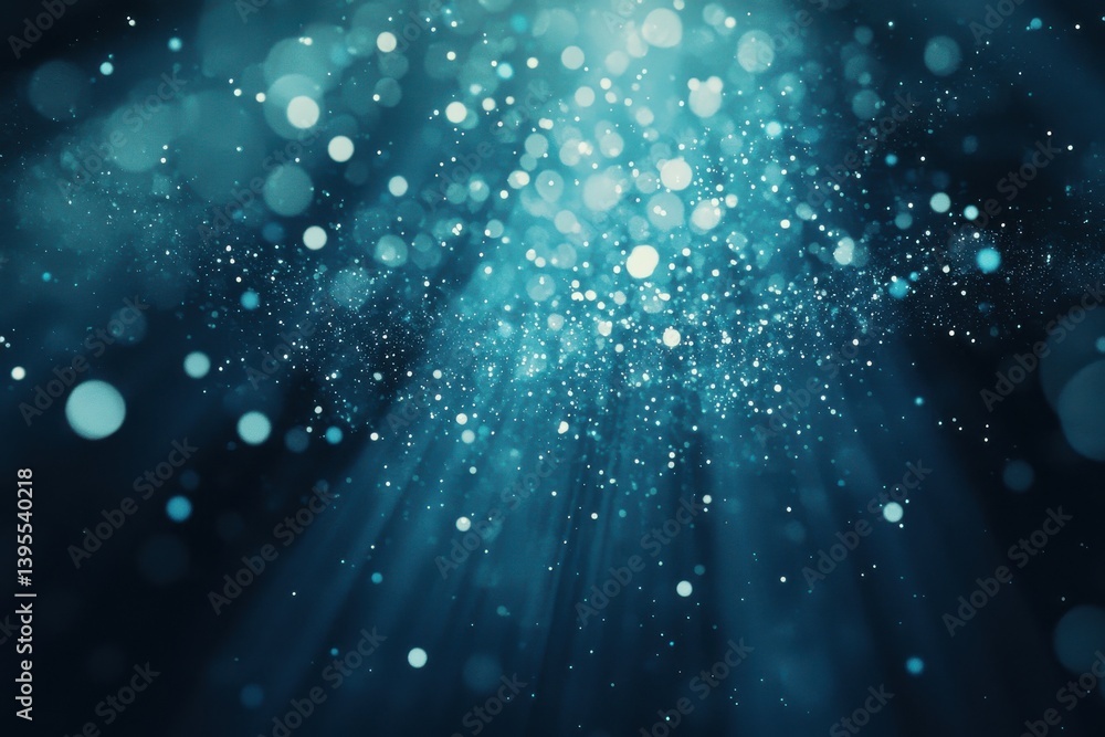 Canvas Prints ethereal blue light particles and rays in a dark background
