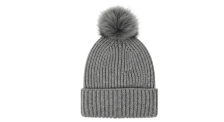 Isolated Knitted Wool Hat with Pompom
