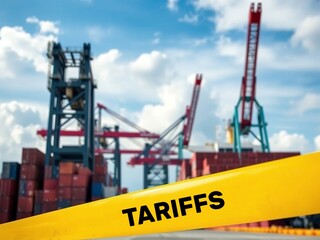 Global Trade and Tariffs Concept at a Shipping Port