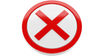 Isolated Red Cross Mark in Circle