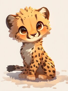 kawaii baby leopard cub