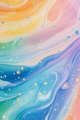 A magical glitter swirl in pastel rainbow hues, glowing with rich holographic detail and fantasy vibes