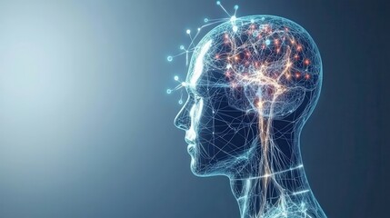 High-resolution rendering of nervous system connections digital art abstract studio side view neuroscience concept
