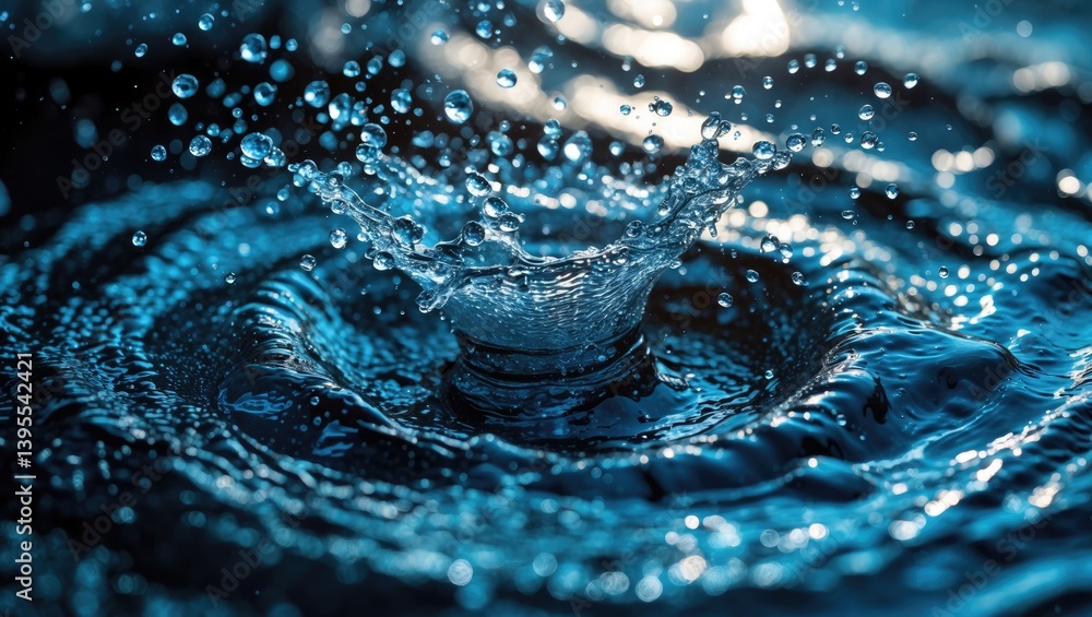 Poster Static Shot of Water Vortex Splashing on a Dark Background