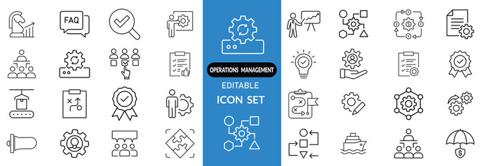 operations editable line icon set