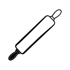 Simple Line Drawing of a Classic Wooden Rolling Pin