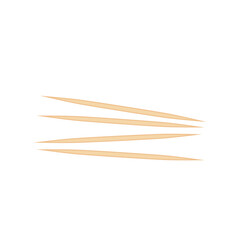 Wooden toothpick. Sharp bamboo sticks for teeth. Wood skewer with pointed tip. Vector illustration