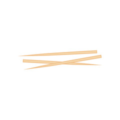 Wooden toothpick. Sharp bamboo sticks for teeth. Wood skewer with pointed tip. Vector illustration