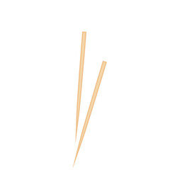 Wooden toothpick. Sharp bamboo sticks for teeth. Wood skewer with pointed tip. Vector illustration