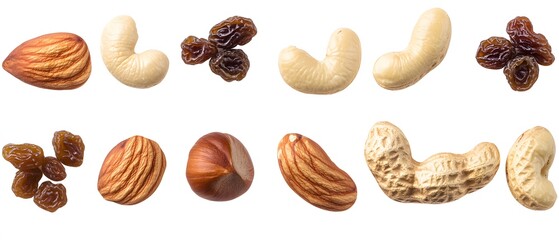 Delicious Mix of Almonds, Cashews, Hazelnuts, Peanuts and Raisins