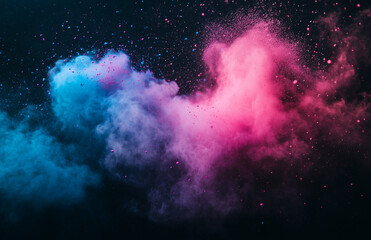 Colorful powder explosion isolated on a black background,