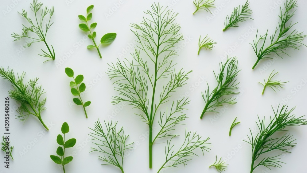 Aufkleber close-up of fresh dill against a white background with clipping path, macro