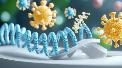 Molecular interaction of oxygen and viruses scientific research digital art laboratory close-up molecular biology
