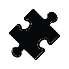 Obraz premium Single Black Jigsaw Puzzle Piece Solution, Connection, Unity, ProblemSolving