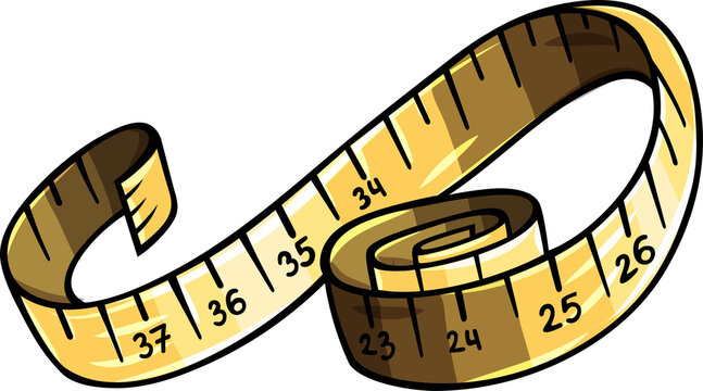 A vibrant cartoon-style illustration of a rolled measuring tape