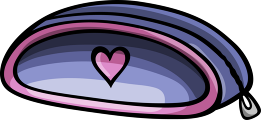 A charming cartoon-style pencil case with a heart design, ideal for students