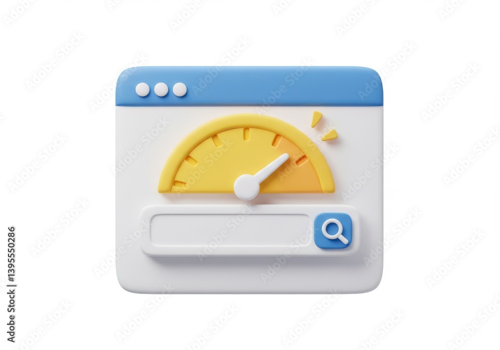 Poster a website speed test with search bar icon isolated on white background