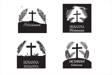 A minimalist, silhouette of palm sunday theam  design