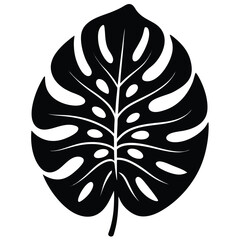 Monstera Leaf Silhouette Vector - Minimalist Nature Design
