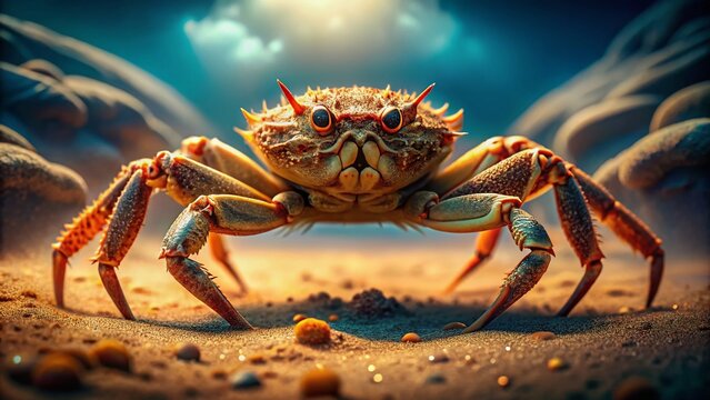 Miniature Japanese Spider Crab on Ocean Floor, Tilt-Shift Photography