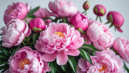 Fototapeta premium Close-up of vibrant fuchsia peony blossoms