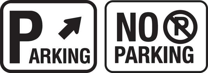 Printable vector illustration of parking and no parking sign