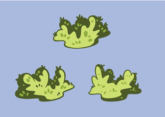 illustration of Cartoon hand drawn style bush and grass 