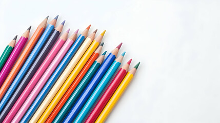Fototapeta premium Colorful Pencils Arranged on White Background