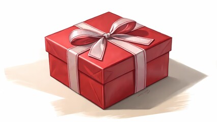 Obraz premium red gift box with ribbon
