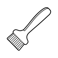 Hair Dye Brush Outline Vector Illustration Isolated On White Background