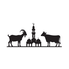 silhouettes of cows eid al adha mubarak background