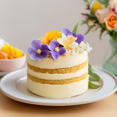 vanilla cake with flowers