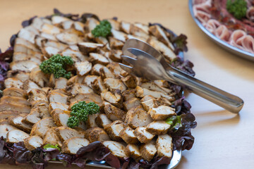 Refreshments on tables in the form of a banquet