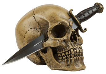 Isolated Skull with Dagger Through Head