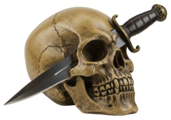 Isolated Skull with Dagger Through Head