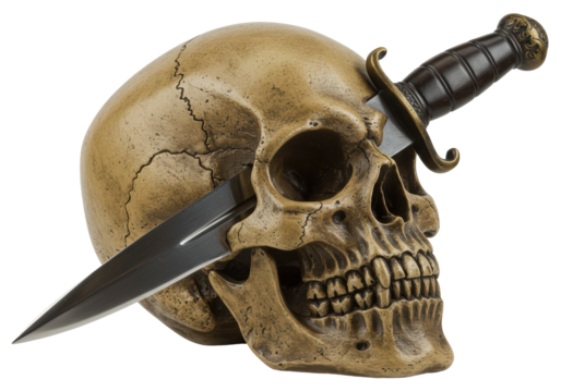 Isolated Skull with Dagger Through Head