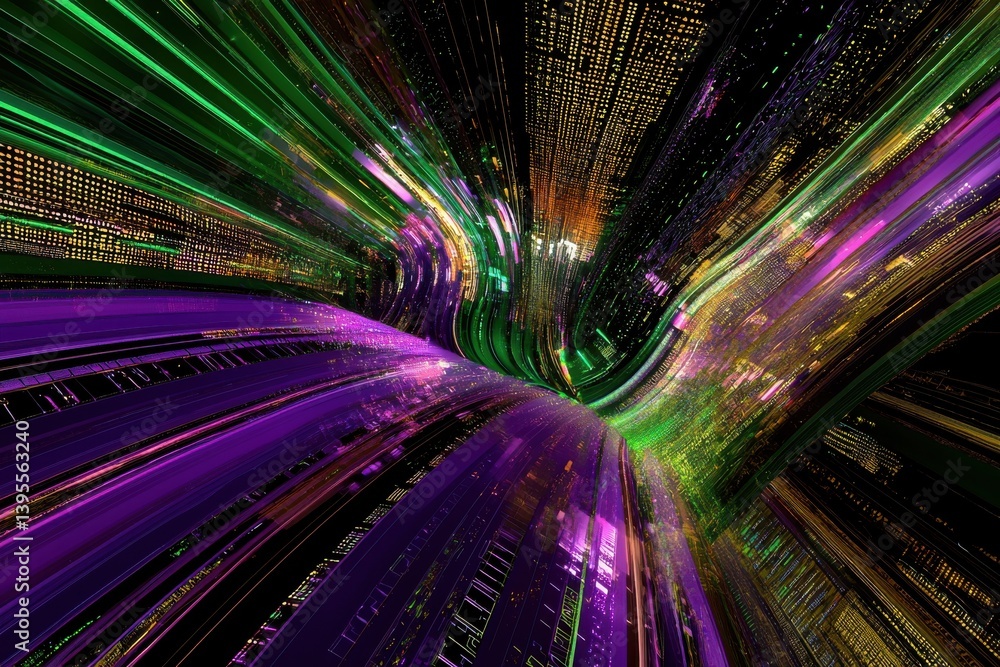 Wall mural vibrant abstract motion with colorful light trails and patterns