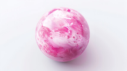 Isolated Pink Planet on White Background