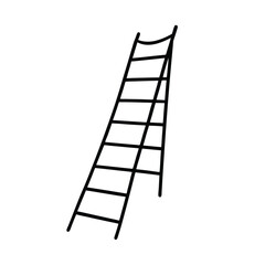 Minimalist Ladder Illustration Black Outline On White Background Simple Graphic Design