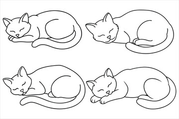 continuous line drawing of a sleeping cat