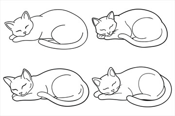 continuous line drawing of a sleeping cat