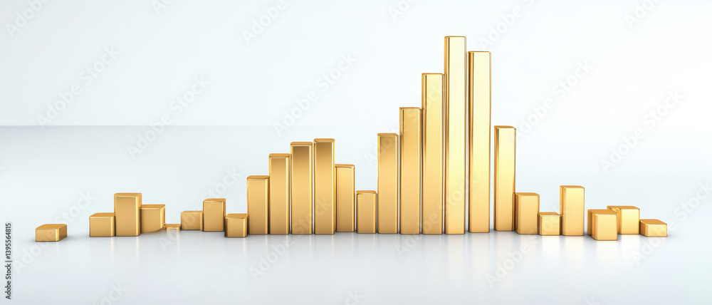 Poster golden bar graph with smooth upward movement representing growth and success