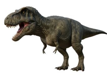 Isolated Roaring Tyrannosaurus Rex with Mouth Open