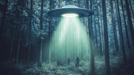 Mysterious glowing ufo forest