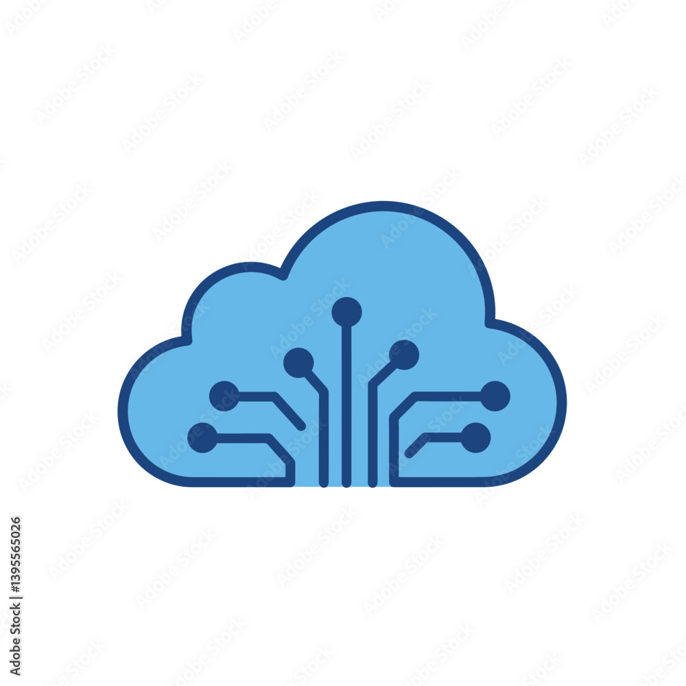 Poster cloud computing icon: a digitally crafted emblem of a cloud, symbolizing the ubiquitous realm of onl