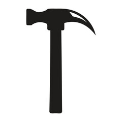 Black silhouette of a claw hammer simple vector design isolated on transparent background