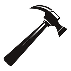Clean Claw Hammer Silhouette Illustration Black Vector on Clear Background with PNG