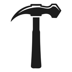 Black silhouette of a claw hammer simple vector design isolated on transparent background
