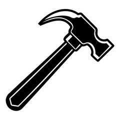 Black silhouette of a claw hammer simple vector design isolated on transparent background